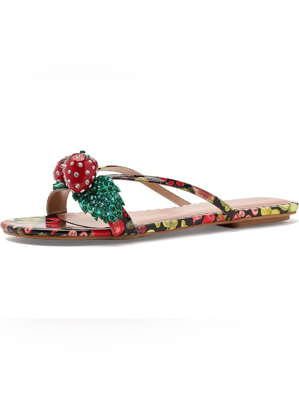 Betsey Johnson Garrik Black Strawberry Embellished Sandals
